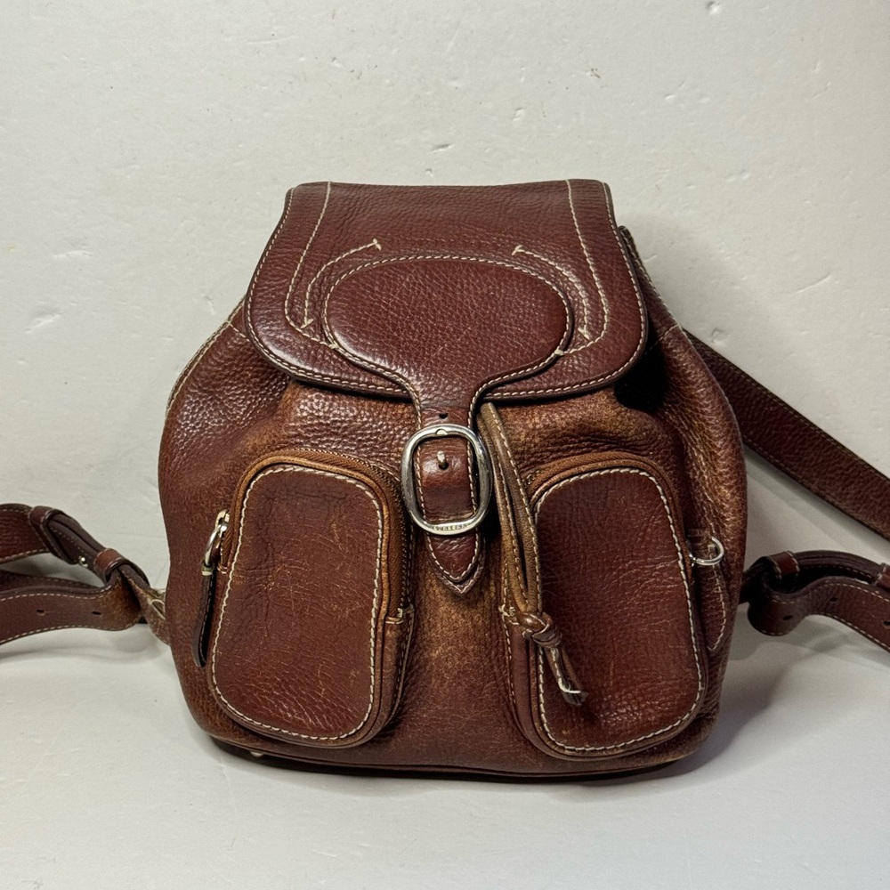 BURBERRY Vintage Brown Leather Small Backpack